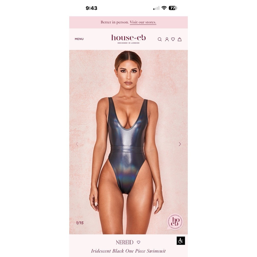 House of CB London Nereid One Piece  Small Iridescent Designer Swim